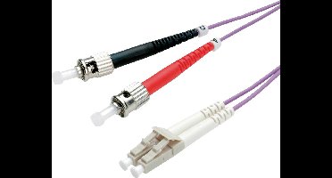 VALUE F.O. kabel 50/125µm OM4, LC/ST, LSOH, violet, 3 m