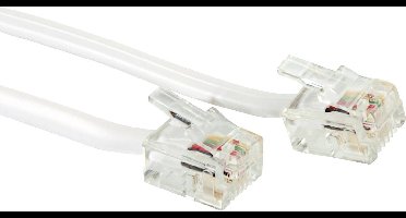 RJ12 platte kabel 6P4C, wit, 15 m