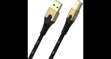 Oehlbach D1C9543 USB-kabel USB 2.0 USB-A stekker, USB-B stekker 3.00 m Zwart/goud Afgeschermd (drievoudig)
