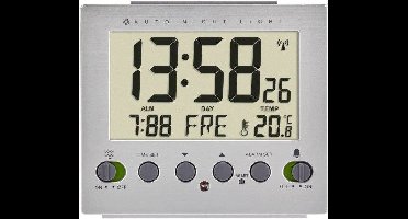 TFA Dostmann 60.2561.55 Wekker Zendergestuurd Zilver Alarmtijden 1