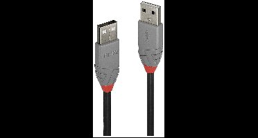 LINDY 36693 USB-kabel USB 2.0 USB-A stekker, USB-A stekker 2.00 m Zwart, Grijs