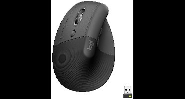 Logitech Lift Left Vertical Ergonomic Mouse Ergonomische muis Bluetooth, Radiografisch Optisch Graphite 6 Toetsen 4000 dpi Ergonomisch
