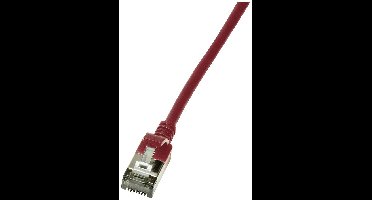 LogiLink CQ9024S RJ45 Netwerkkabel, patchkabel CAT 6A U/FTP 0.50 m Rood Extreem dun, Vlambestendig, Flexibel, Folie afscherming, Halogeenvrij, Snagless,