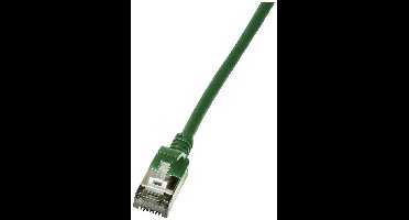 LogiLink CQ9025S RJ45 Netwerkkabel, patchkabel CAT 6A U/FTP 0.50 m Groen Extreem dun, Vlambestendig, Flexibel, Folie afscherming, Halogeenvrij, Snagless,