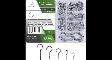 Quadrios 22SA052 Assortiment schroefhaken zilver 55 onderdelen 55 stuk(s)