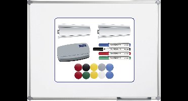 Maul Whiteboard set Maulpro Komplett-Set (b x h) 120 cm x 90 cm Wit Kunststof coating Verticaalformaat, Horizontaalformaat, Incl. opbergbakje, Incl. magneten,