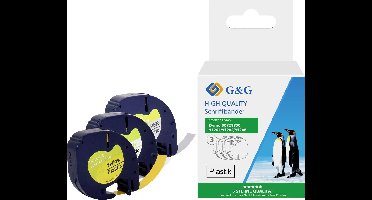 Set van 3 stuks G&G TD-RL-D-91201/2/8-3P Compatibel vervangt DYMO 91241 Tapekleur: Wit, Geel, Zilver Tekstkleur: Zwart