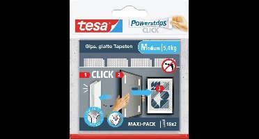 tesa Powerstrips CLICK (l x b) 80 mm x 20 mm Inhoud: 16 paar