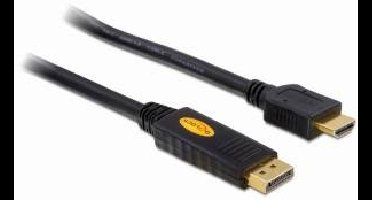 Delock 82441 DisplayPort-kabel HDMI / DisplayPort Aansluitkabel DisplayPort-stekker, HDMI-A-stekker 5 m Zwart Verdraaid, Vergulde steekcontacten, Afgeschermd