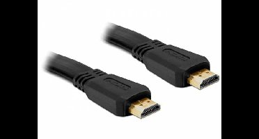 Delock 82672 HDMI-kabel HDMI Aansluitkabel HDMI-A-stekker 5 m Zwart Plat
