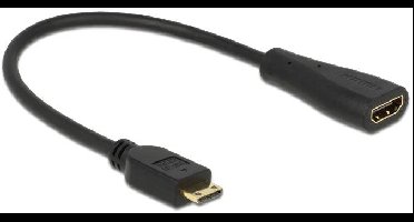 Delock 65650 HDMI-kabel HDMI Aansluitkabel HDMI-mini-C-stekker, HDMI-A-bus 0.23 m Zwart Vergulde steekcontacten