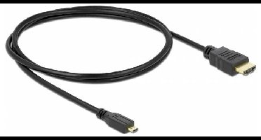 Delock 82661 HDMI-kabel HDMI Aansluitkabel HDMI-A-stekker, HDMI-micro-D-stekker 1 m Zwart 4K UHD, Vergulde steekcontacten