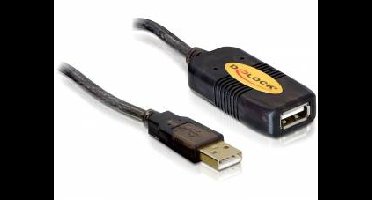 Delock 82308 USB-kabel USB 2.0 USB-A stekker, USB-A bus 5.00 m Zwart Actief met signaalversterking