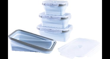 GourmetMaxx Voorraadbox Set van 4 stuks Silicone Lichtblauw 15096