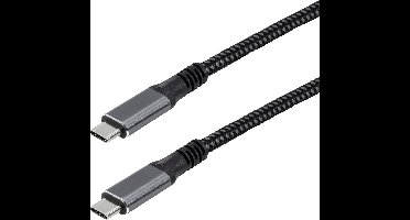 Maxtrack C531-1L USB-C-kabel USB 3.2 Gen2x2 USB-C stekker 1 m Zwart Stekker past op beide manieren, Vergulde steekcontacten