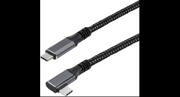 Maxtrack C531-2WL USB-kabel USB 3.2 Gen2 USB-C stekker 2 m Zwart Stekker past op beide manieren, Vergulde steekcontacten, 90° haaks naar links