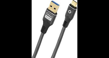 Oehlbach D1C9371 USB-kabel USB 3.2 Gen1 USB-C stekker, USB-A stekker 0.5 m Antraciet Vergulde steekcontacten