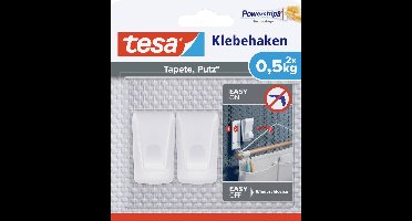 tesa tesa kleefhaak behang & pleister - zelfklevende haak - ideaal voor het bevestigen van bloemenslingers en lichtkettingen - houdt tot 0,5kg/haak - zonder