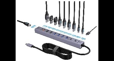 Renkforce RF-USBCH-500 USB-C® 10-in-1 Hub RF-7465830 USB-hub 10 + 1 poorten USB-C USB 3.0 5 GBit/s Voor intern gebruik Grijs