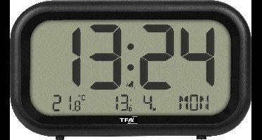 TFA Dostmann 60.2052.01 Wekker Kwarts Zwart Alarmtijden 1 Groot display, Extra luid wekgeluid