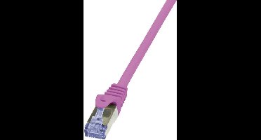LogiLink CQ3039S RJ45 Netwerkkabel, patchkabel CAT 6A S/FTP 1.00 m Pink Vlambestendig, Snagless 1 stuk(s)
