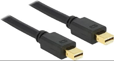 Delock Mini-displayport Aansluitkabel Mini DisplayPort-stekker, Mini DisplayPort-stekker 2.00 m Zwart 83475 Vergulde steekcontacten DisplayPort-kabel