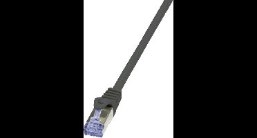 LogiLink CQ4043S RJ45 Netwerkkabel, patchkabel CAT 6A S/FTP 1.50 m Zwart Vergulde steekcontacten, Vlambestendig, Snagless 1 stuk(s)