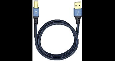 Oehlbach USB-kabel USB 2.0 USB-A stekker, USB-B stekker 7.50 m Blauw Vergulde steekcontacten 9345