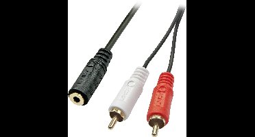 LINDY 35677 Lindy Premium - Audio-Adapter - 0.08 mm² - Stereo Mini-Klinkenstecker (W) Cinch / Jackplug Audio Adapter [2x Cinch-stekker - 1x Jackplug female 3,5