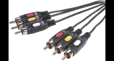 SpeaKa Professional Composite cinch AV Aansluitkabel [3x Cinch-stekker - 3x Cinch-stekker] 10 m Zwart