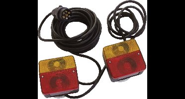 HP Autozubehör Aanhangerverlichtingsset 7-polig Knipperlicht, Remlicht, Markeringslicht Achter 12 V Zwart Incl. verlichtingsbalk, Incl. magneethouder