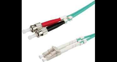 VALUE F.O. kabel 50/125µm OM3, LC/ST, LSOH, turkoois, 1 m