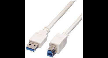 VALUE USB 3.2 Gen 1 kabel, type A-B, wit, 1,8 m