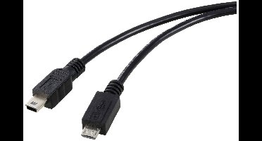 Renkforce RF-5720368 USB-kabel USB 2.0 USB-micro-B stekker, USB-mini-B stekker 0.50 m Zwart