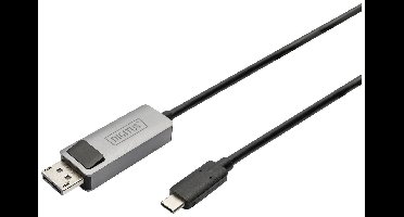 Digitus DB-300334-020-S DisplayPort / USB-C Adapter [1x USB-C - 1x DisplayPort stekker] Zwart Afgeschermd, Rond 2 m