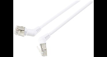 Renkforce RF-6071566 RJ45 Netwerkkabel, patchkabel CAT 6A F/UTP 1.00 m Wit Connectoren 360° draaibaar, Haakse kabeluitgang 1 stuk(s)
