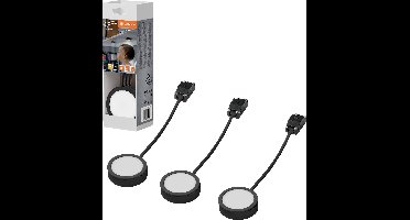 LEDVANCE Undercabinet Spot Puck 65mm 3 x 3W 830 Black LED-onderbouwlamp LED 3.00 W Warmwit Zwart