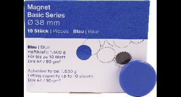 magnetoplan Magneet Basic Serie (Ø) 38 mm Rond Blauw 10 stuk(s) 1863803