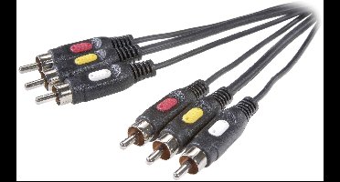 SpeaKa Professional Composite cinch AV Aansluitkabel [3x Cinch-stekker - 3x Cinch-stekker] 2 m Zwart