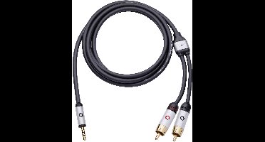 Oehlbach i-Connect J-35/R Cinch / Jackplug Audio Aansluitkabel [2x Cinch-stekker - 1x Jackplug male 3,5 mm] 3.00 m Zwart Vergulde steekcontacten