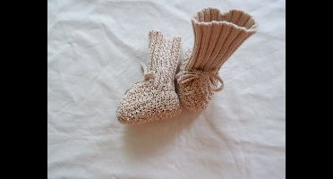 Mini Fashion™ - Warm & Stijlvol - Gebreide Babyslofjes Licht Grijs - Wit / S (0-6 maanden) | Educatief Speelgoed