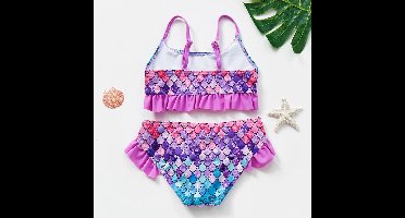 Mini Fashion™ - Sneldrogend Materiaal - Bikini Set Bikini Schubben - Paars / (11-12 jaar) | Educatief Speelgoed
