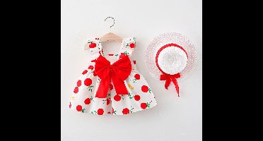 Mini Fashion™ – Zoet & Zomers – Fruit Jurk (incl. GRATIS strohoed) Rood / 73 (9–12 maanden) | Educatief Speelgoed