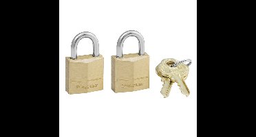Hangslot masterlock 2 gelijksluitend messing 20mm
