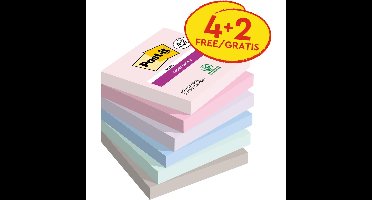 Post-it Super Sticky notes Soulful, 90 vel, ft 76 x 76 mm, 4 + 2 GRATIS