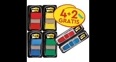 Post-it index standaard, ft 25 mm x 43.2 mm, voordeelpack van 4 stuks + 2 x Post-it Index pijltjes