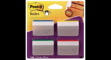 Post-it Index Strong, ft 50,8 x 38 mm, voor hangmappen, set van 24 tabs, 4 kleuren, 6 tabs per kleur