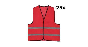 25-pack veiligheidshesje kinderen rood - 25-pack veiligheidshesje kinderen rood