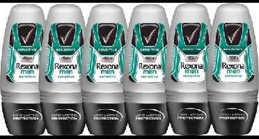 Rexona Rexona Deo Roll-on Men - Sensitive 50 ml. 6 x Voordeelpak