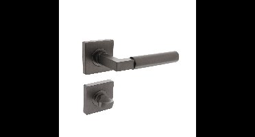 Intersteel Intersteel Deurklink Bau-Stil vierkant rozet met WC slot antracietgrijs